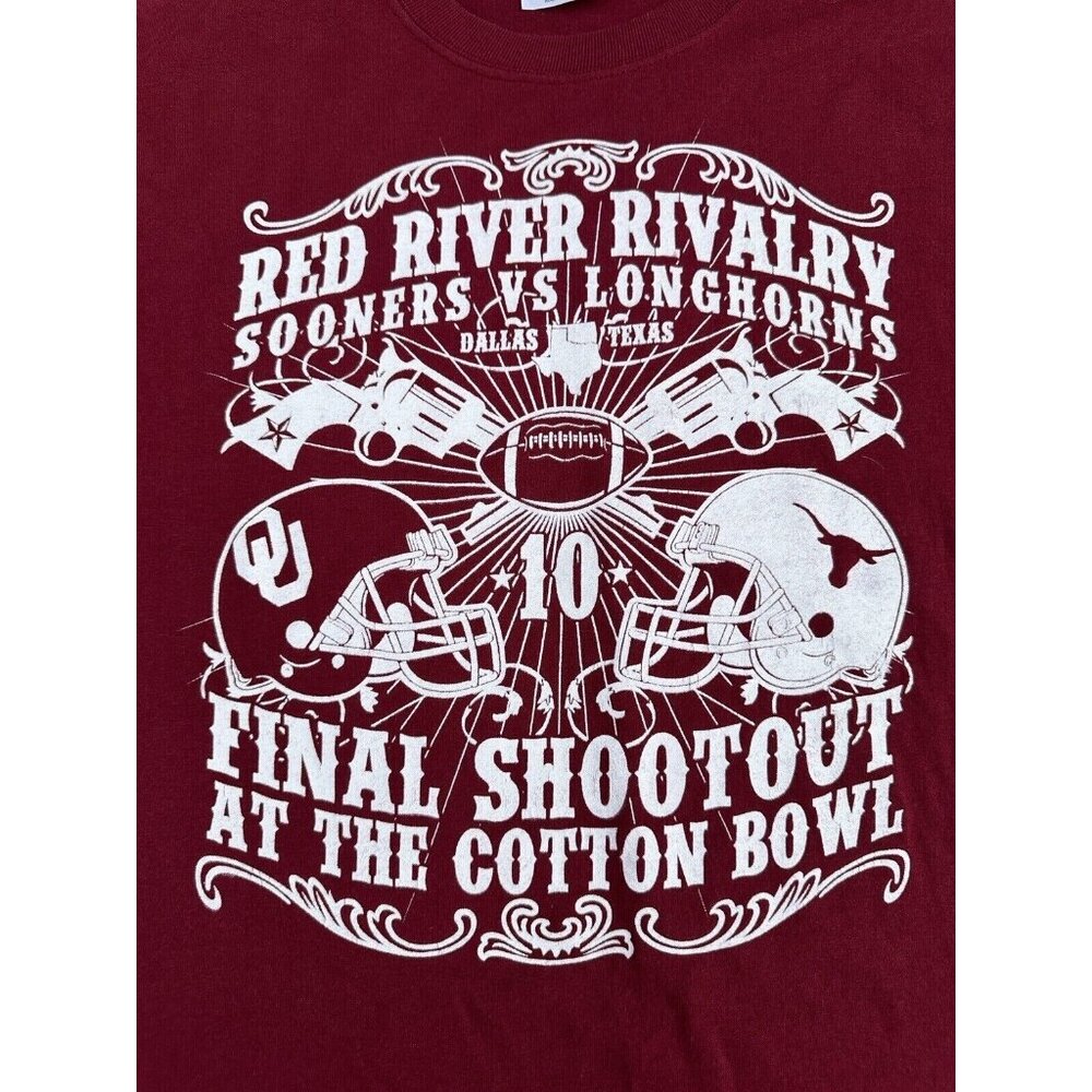 Red River Rivalry Shirt 2010 Hanes Heavyweight Small Sooners Longhorns
